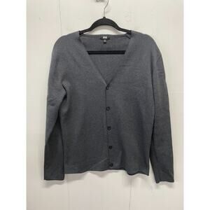 Uniqlo Women's Cardigan Size Medium Long Sleeve V Neck Charcoal Gray